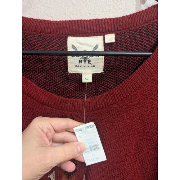 Southwestern style rust colored sweater with fringe detailing by Cotton & Rye - Picture 2 of 8